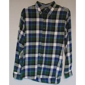 Weatherproof Vintage Flannel Shirt Mens Large Blue Plaid Button Down Long Sleeve